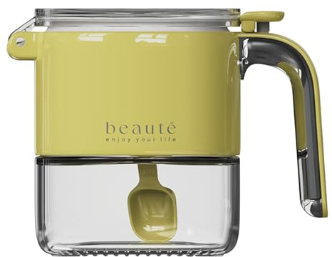 Générique Pot à Sucre,Récipient de Stockage pour Sucre avec Couvercle et Cuillère,Boîte Hermétique pour Poudre Sel Poivre Épices Cuisine - Garde-Manger Salle à Manger Restaurant