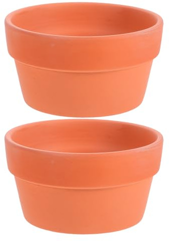 iplusmile Lot de 2 Pots Peu Profonds en Terre Cuite Rouge Diamètre 125 CM avec Trou de Drainage pour Cactus Succulentes et Jardin D’Intérieur