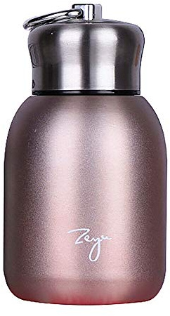 Mini bouteille d'eau en acier inoxydable avec tasse sous vide, 300 ml - Bouteille d'eau isotherme - Tasse à café de voyage (or rose)