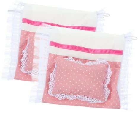 ifundom Ensemble Literie pour Maison de Poupée 2 Pièces Drap-Housse et Oreiller Taille 3 Rose pour Lit Miniature Accessoires de Chambre Poupée Décorations