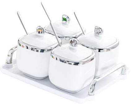 TUXCAXI Tragbares Snackglas mit staubdichtem Deckel zur Aufbewahrung von Süßigkeiten, Nüssen, Keksen und Trockenfrüchten. Praktisches Klick Design. Auch, Silber, 4 Glas