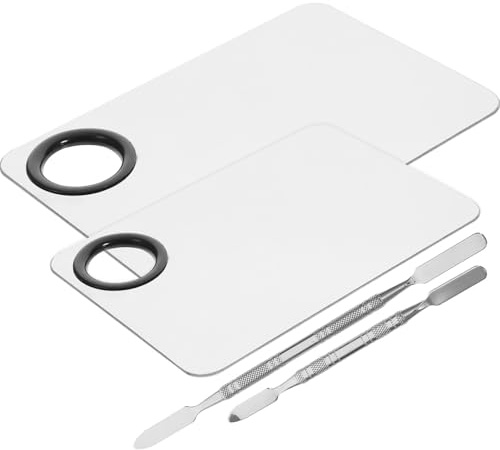 iplusmile Piatto per Cosmetici Facile da Trasportare Set 2 Pezzi in Acciaio Inossidabile Palette per Miscelazione con Spatola per Manicure Professionale