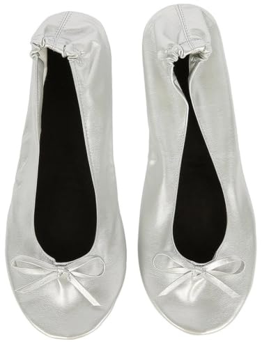 Women Shoes Flats Portable Fold Up Ballerina Flat Roll Foldable Ballet After Party for Bridal Wedding