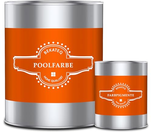 BEKATEQ Poolfarbe Weiß 1l Seidenglänzende Schwimmbadfarbe für Becken, Teich & Brunnen aus Beton, Mauerwerk & Putz I Chlorkautschuk Schwimmbeckenfarbe Pool Beschichtung LS-400