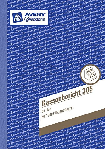 Avery Zweckform 305 Kassenbericht (A5, mikroperforiert, 50 Blatt) weiß (3 Stück)