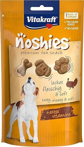 Vitakraft Noshies, friandises pour chiens, snack au dinde, friandises d’entraînement, sans sucre ajouté (1x 90g)