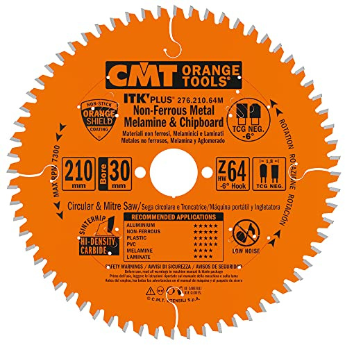CMT ORANGE TOOLS 276.210.64M - KREISSÄGEBLAT FÜR ALUMINIUM HW 210X1.8/1.2X30+25 Z64 TCG NEG