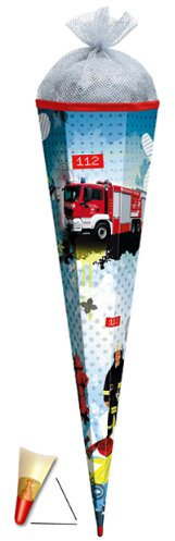 komplette Füllung - Circa 200 Teile - für Schultüte - Feuerwehr mit Holzspitze - mit 6 - eckig - Roth - für Jungen