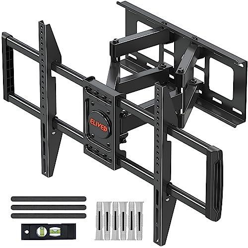 ELIVED TV Wall Bracket Tilt Swivel for Most 37-84 Plasma, LCD, LED, OLED Flat/Curved TVs with Max VESA 600x400mm up to 45KG, Full Motion Wall Mount with Strong Articulating Arms, TV Mount EV015