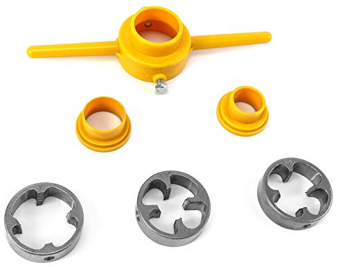 QWORK NPT Schneideisen-Set, 6-teiliges PVC-Gewindemacher-Werkzeug, Rohr-Gewindebohrer-Set, Rohreinfädler, Sanitärwerkzeug, Dreierhersteller-Größe: 1,27 cm, 1,9 cm, 2,5 cm