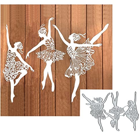 3 schöne Ballettmädchen-Metall-Stanzformen für Kartenherstellung, Tanz-Ballett-Mädchen, Stanzschablonen, Stanzschablonen, DIY, Scrapbooking, Album, dekorative Prägepapier, Karten, Prägung, Handwerk