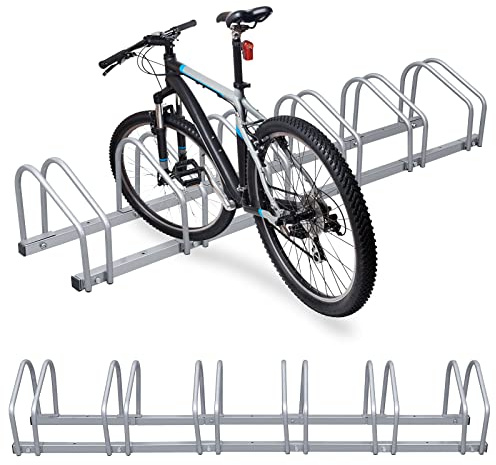 Tubiaz 2 x 6er Fahrradständer im Set, Für 6 Fahrräder Boden- oder Wandmontage, Mehrfachständer Geeignet für Fahrräder von 35-55 cm Stellplatz 30cm verzinktem Stahl,160x 32x26cm, Silber