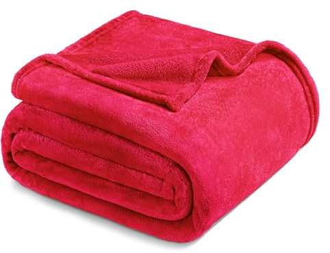Exclusivo Mezcla Kuscheldecke Fleece Decke für Couch, Superweiche und Warme Sofadecke Wohndecke für Ganzjahreszeit, Plüsch und Leicht, 150 x 200 cm, Rot