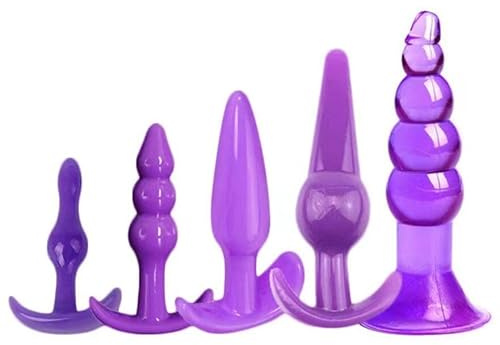 Plug anale Vibratore Anal Plug Combinazione Butt Plug Set Vibrante Perline Anali Kit Massaggiatore Prostatico Giocattoli Sessuali Stimolatore Ano (Viola 5 Pezzi Set)