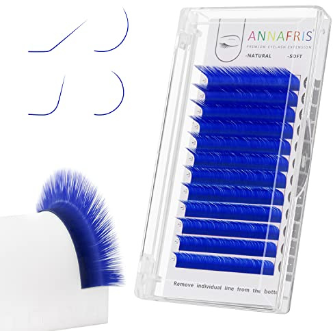 ANNAFRIS Farbige Wimpernverlängerung Blau 0.07 D 8-15mm Mix Einzelne Wimpern Extensions Volumen Wimpern Bunte Individuelle Wimpern Klassische(BLUE 0.07-D Mix)