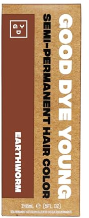Good Dye Young Semi-Permanent Hair Color, Vegan and Cruelty-Free Brown Hair Dye, Last up to 24 Washes, Non-Damaging Conditioning Hair Color (5FL OZ, Earthworm)