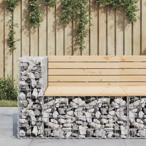 Lechnical Garden Bench Gabion Design 92x71x65.5 cm Solid Wood Pine,Garden Bench Gabion,Gabion Design,Garden Furniture(SPU:834380)