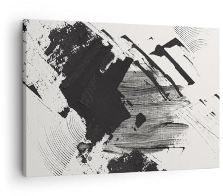 ARTTOR Bilder auf Leinwand 70x50cm Wandbild Abstrakt Schwarz-Weiß - 5958 | Hallo UND Modern Klein Wanddekoration Wohnzimmer Schlafzimmer Küche Wanddeko Wand Kunstdruck Wandkunst Wall Decor ARTTOR
