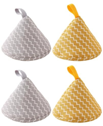 BESTonZON 4 Pezzi Tappo Antiscottatura Triangolare Pinza Antiscottatura Guanti Presina Coperchi Antiscivolo Tappi Per Pentole Coperchi Per Pentole In Silicone Guanto Con Manico Per