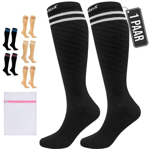 360 Relief Calze Compressione Graduata Classe 1 Donna e Uomo - 15-20 mmHg Gambaletti Compressione per Aereo, Circolazione, Infermiera, Running, Sports - Calzini Compressione L/XL Nero