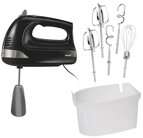 Hamilton Beach 6-Speed Electric Hand Mixer with Whisk, Dough Hooks and Easy Clean Beaters, Powerful 275 Watt Motor, Snap-On Storage Case, Black