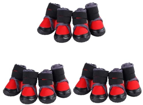 Sosoport 12stücke Outdoor Hundeschuhe Für Große Hunde rutschfeste Atmungsaktive Winterstiefel Rot Für Bergwanderungen Und Schutz Bei Kaltem Wetter