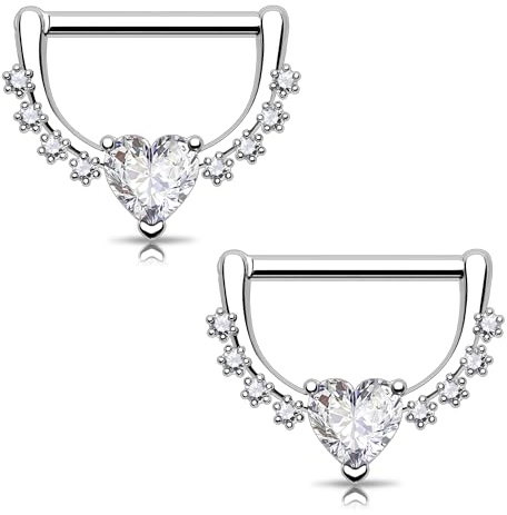 Melighting Brustwarzen-Piercing, Edelstahl, Zirkonia-Barbells