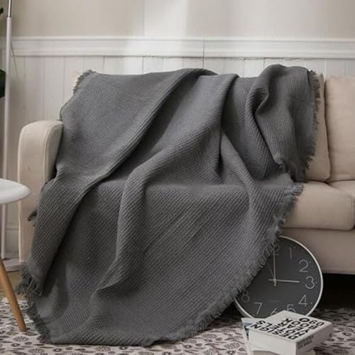 TAMUNI 90-340CM Wabenweiche Picknickdecke Boho Outdoor Teppich Strandmatte Baumwolle für Sofadecke Picknickdecke Outdoor Campingdecke mit Quaste