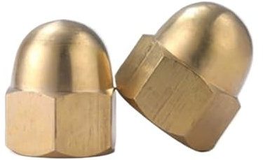 Sechskant-Hutmutter M3 ~ M12 Kohlenstoffstahl Edelstahl/schwarz verzinkt/Messing Sechskant-Hutmuttern Kuppeldeckelmuttern Hutmuttern(Brass cap nut,M12(2pcs))