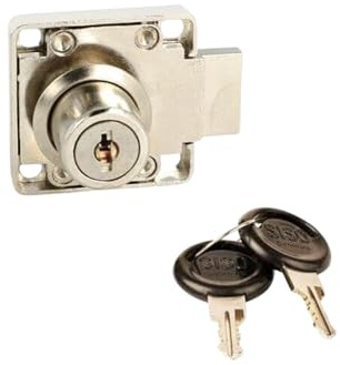 Gedotec Aufschraubschloss Metall | vernickelt | 4 Stück | Kastenschloss inkl. Schüssel | RIM LOCK | Dornmaß: 25 mm | ø19x22mm | Gleischließend - Anschlag Links | zum Aufschrauben