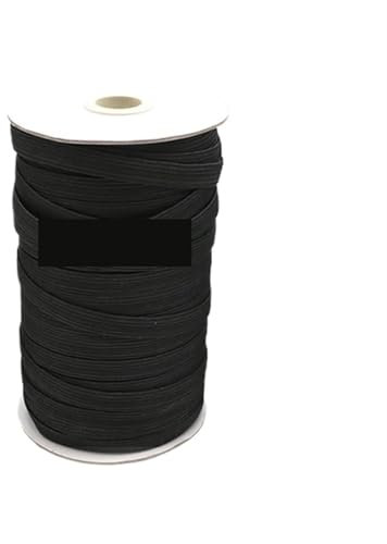 XPJYUA Gummiband 3/4/5/6/8/10MM Weiß/Schwarz Flache Gummibänder Elastisches Gummiband Kleidungsstück Elastisches Band for DIY Nähen Stretch Seil Zubehör(Black,5 Yards_12MM)