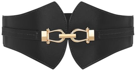 JasGood Damen Elastische Leder Breite Gürtel Vintage Stretch Gürtel für Damen Jeans Kleid