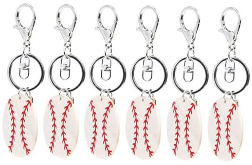 Parliky Sport-schlüsselanhänger 6er-set Baseball-schlüsselanhänger Robuste Konstruktion Aus Holzlegierung