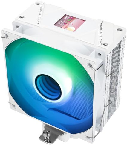 Thermalright Assassin Spirit 120 Vision ARGB White CPU-Kühler,Computer-Kühlkörperkühler 4 Heatpipes,PC-Bildschirm CPU-Kühlung mit 1,54 Zoll,240x240 Auflösungsvermögen, für AM4/AM5 und LGA1700/1851