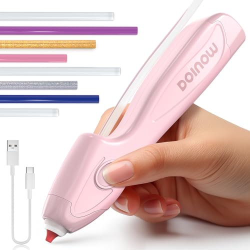 Cordless Hot Glue Gun, 6s Fast Preheating Mini Glue Gun with 30pcs Hot Glue Sticks(30x185mm), Hot Glue Pen with USB-C Rechargeable, Pink Hot Glue Gun for Crafts DIY Home Repairs