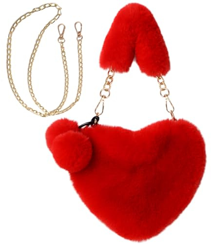 Handtasche Damen Handtasche Herz,Umhängetasche Plüsch,Plüschhandtasche | Herz Kunstfell Handtasche,Herz Clutch Geldbörse für Cocktail Outdoor Karneval Reisen Alltag Festival Partys Geschenk