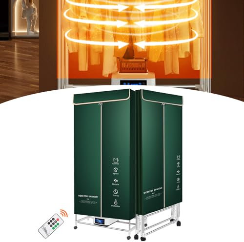 Ddasam Secadora pequeña, secadoras portatiles, portatil Ropa, Secadora Eléctrica 2200W, Plegable con Mando a Distancia, Secado Rápido, Termostato Inteligente, No Daña la Ropa