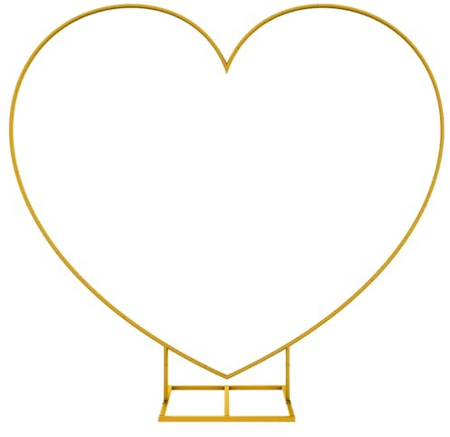 LANGXUN Large Size Metal Balloon Arch Kit, Wedding Heart Arch Stand, Love Balloon Column Arch Frame for Wedding, Bridal, Valentine's Day, Engagement and Birthday Party Supplies (Gold)