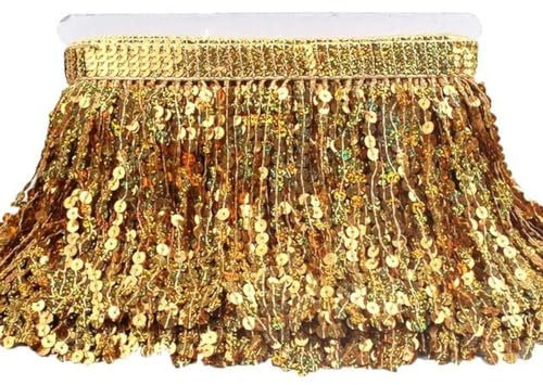1 Yard 16 cm Pailletten Fransenquaste zum Nähen von Hochzeitskleidern, Tanzbändern, Spitzenbesätzen, Rockdekorationen, DIY-Bastelzubehör-16 cm-Golden