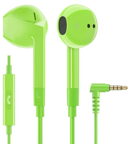 Ludos FEROX Wired Earbuds in-Ear Headphones, Earphones with Microphone, 5 Years Warranty, Noise Isolation Corded for 3.5mm Jack Ear Buds for iPhone, iPad, Samsung, Laptop, Gaming, Sports - Green