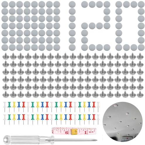 Dachhimmel Reparatur Set,dachhimmel reparatur set, Auto Dachhimmel Reparatur Nieten, KFZ Dachhimmel Reparatur Nieten, mit Stecknadeln Schraubendreher Maßband für Mehrheit Autos (120)