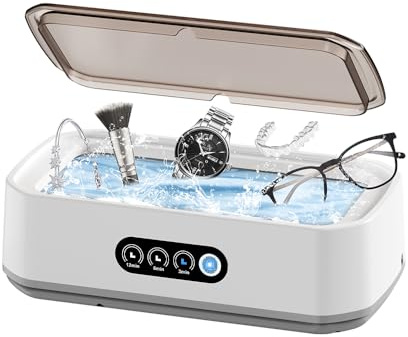 Ultrasonic Cleaner, 49000Hz Jewellery Cleaner Cleaner 650ML Clean Pod with LED Digital Display One-Touch Operation and 3 Time Modes, for Jewelry Necklace Ring Glasses Watch Coins Denture