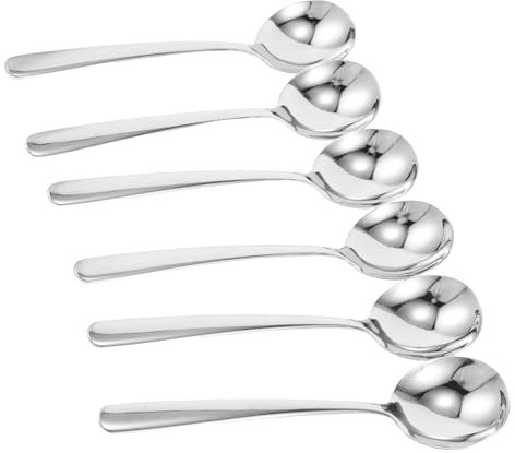 PRETYZOOM 8piezas Cuchara Sopera De Acero Inoxidable De Cucharas Grandes Para Servir Sopa y Cereales Uso Familiar