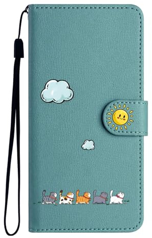 Nbziyoo Cute Cats Wallte Phone Case For Samsung Galaxy A16/A17/A26,Green | Flip Wallet Cover, Cute Cat, Card Slots, Magnetic Closure, PU Leather,Shockproof, Kickstand,for Women and Men