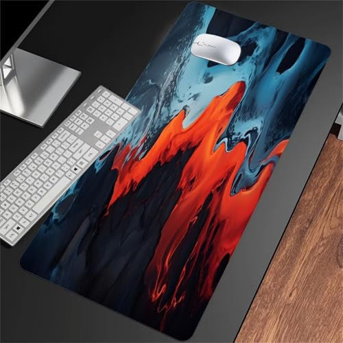 Alfombrilla de Ratón Grande 1200x600x2mm – Mouse Pad Gaming XXL - Mejorar la precisión y la Velocidad - Antideslizante Alfombrilla Escritorio - para Ratón y Teclado (Naranja Azul Gris)