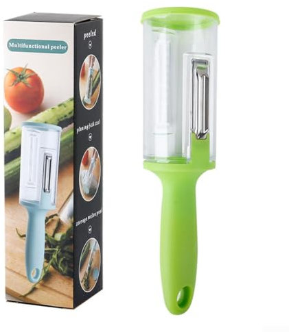 Removedor de escamas de pescado de plástico con cubierta para una fácil limpieza y almacenamiento conveniente (verde)