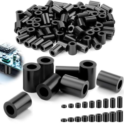 Sturiz 120 Pièces Entretoise Plastique Caoutchouc M6-3x11mm ABS Entretoise Rondes Nylon Rondelle Manchons de Distance Isolation Rondelles pour Vis Non Filetées Mécanique Connexion de Circuits Imprimés