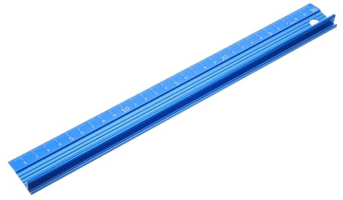 PATIKIL 30cm/12 Aluminum Cutting Rule Ruler, L-Type Cutting Ruler with Non Slip Rubber Backing Measuring Tool Accessory for Safe Use Cut Length Measurement, Blue