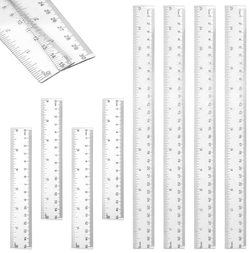 8 Stück Kunststoff Lineal Set, Transparent Standard Lineale