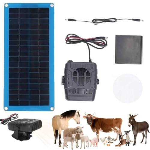 Solar Heater for Chicken Coop, Portable 30w Solar Powered Heater with Overheat Protection for Greenhouse, Camping and Car, Rechargeable Warm Wind Gear Kit for Drying Heating Pet House